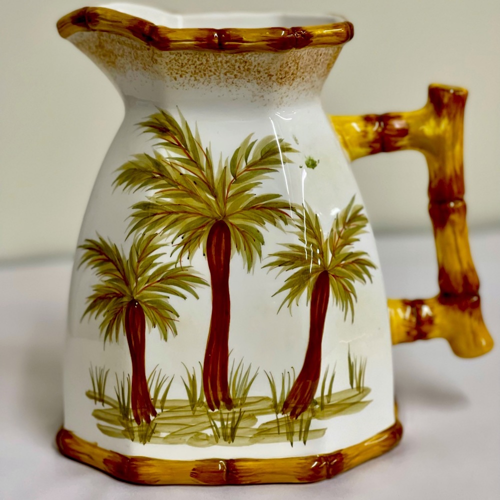 Ceramic palm tree beverage pitcher
